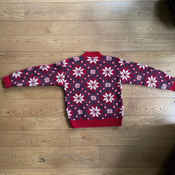 Club Room Knit By Hand Wool Sweater SZ XL Red Gray White Cozy Chunky - Picture 2 of 10